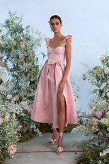 The Vera Dress in Light Pink Windsor Brocade