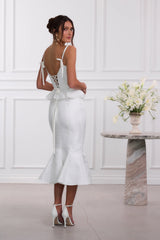 The Willa Dress in White Windsor Brocade