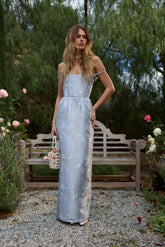 The Cheryl Dress in Icelandic Blue Baroque Floral