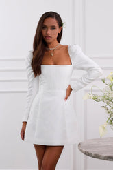 The Kate Dress in White Windsor Brocade