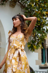 The Vera Dress in Gold Baroque Floral