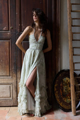 The Scarlette Dress in Sage Tapestry