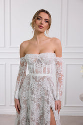 The Katherine Dress in White Chantilly Lace