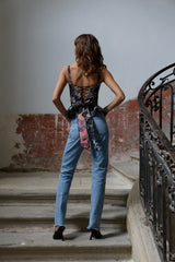 The Effie Top in Black Lilibet Brocade