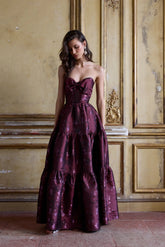 The Isabel Dress in Plum Baroque Floral