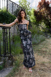 The Cheryl Dress in Black Lilibet Brocade