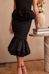 The Medici Skirt in Black Mini Floral Brocade