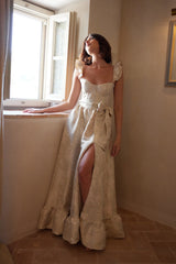 The Veronica Dress in Taupe Windsor Brocade