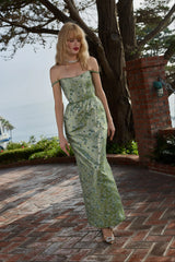 The Cheryl Dress in Peridot Cheverny Brocade