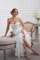 The Juniper Dress in White Chantilly Lace