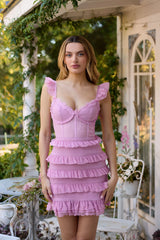 The Fiorini Dress in Mauve Mist