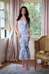 The Geranium Dress in Blue Tapestry Rose