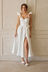 The Vera Dress in White Baroque Floral