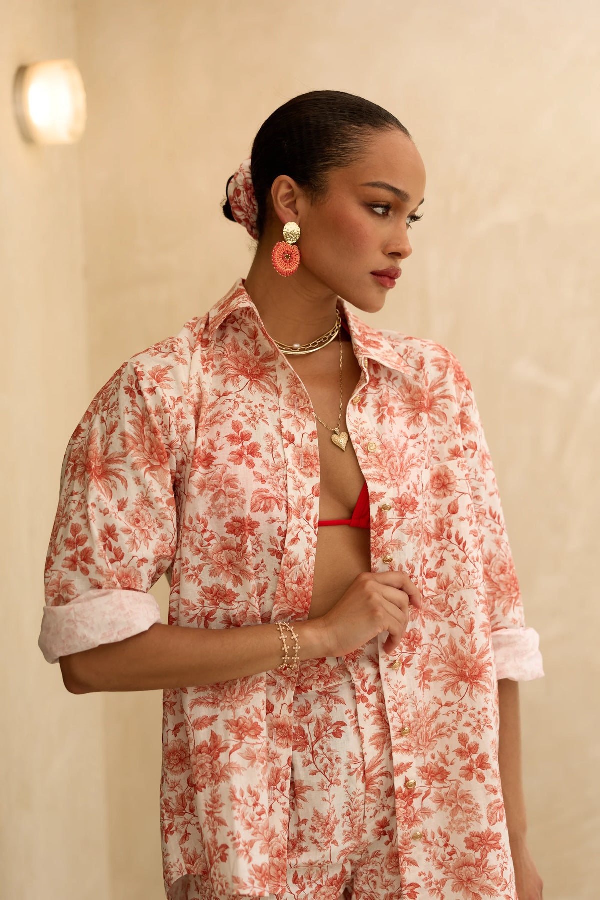 The Austin Shirt in Red Toile