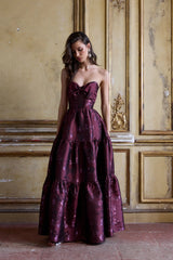 The Isabel Dress in Plum Baroque Floral