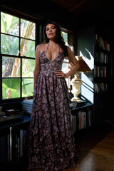The Scarlette Dress in Chocolate Peony Print