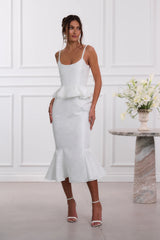 The Willa Dress in White Windsor Brocade