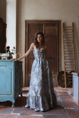 The Margaret Dress in Light Blue Lilibet Brocade