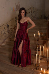 The Vida Dress in Garnet Baroque Floral