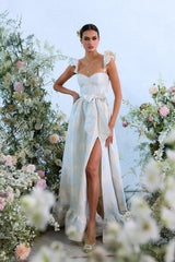 The Veronica Dress in Sky Windsor Brocade