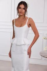 The Willa Dress in White Windsor Brocade